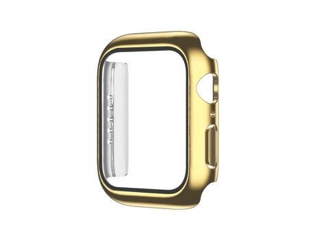 Pieza de galvanoplastia monocromática + cubierta de reloj de película templada para Apple Watch Series 9/8/7 41 mm (dorado)