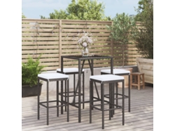 Conjunto de bar de jardín de 5 piezas con cojines, mimbre sintético negro, DKD Home Decor