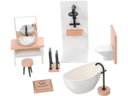 Baño En Miniatura Para Casa De Muñecas: Ducha, Lavabo, Inodoro, Muebles Y Decoración.
