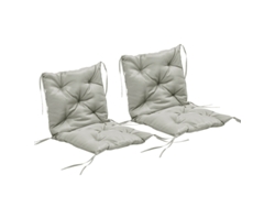 Juego De 2 Cojines Para Silla, 98 X 50 Cm, Con Lazos, Funda De Tela De 8 Cm De Grosor, Color Gris Claro.