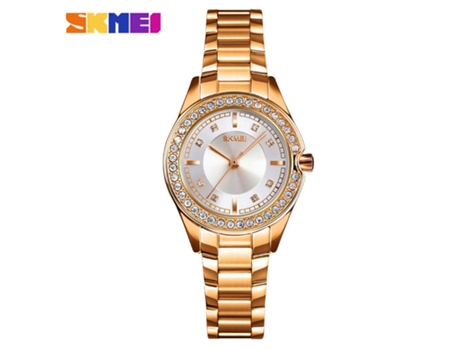 Relojes de Mujer Reloj de Pulsera de Diamantes de Acero Inoxidable Resistente al Agua-Dorado LUUCOZK