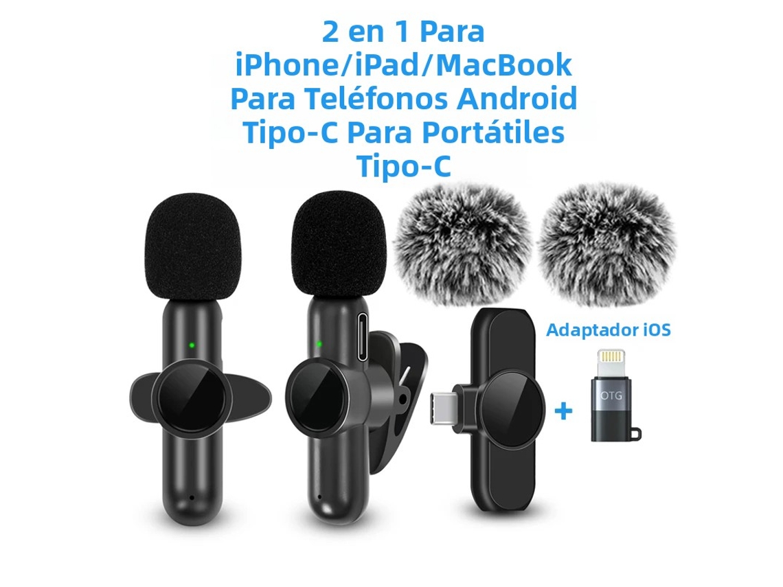 Micrófono de solapa inalámbrico 2.4G con cancelación de ruido, compatible con varios dispositivos. Mdug (compatible con iOS tipo CE)