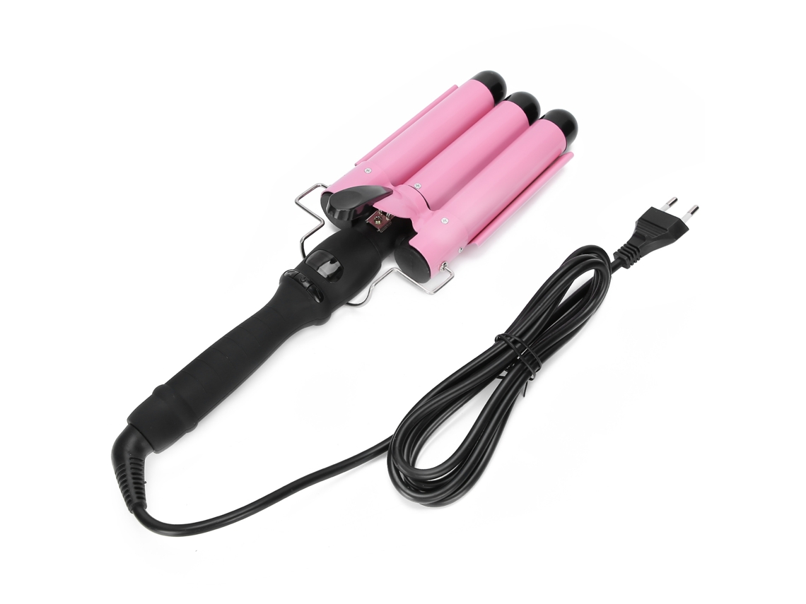 Prendedor De Cabelo Ondulador Triplo Com Lcd Ajuste De Temperatura 28mm Eu Plug