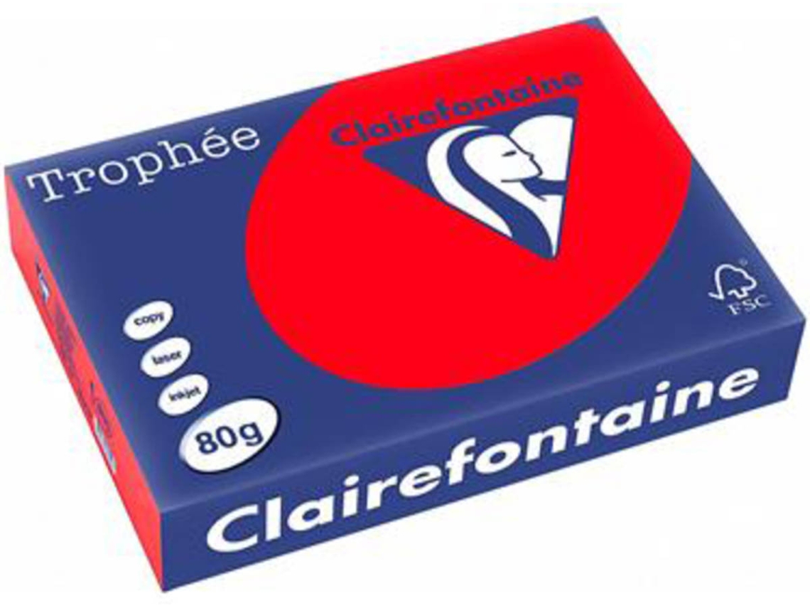Papel CLAIREFONTAINE Copia, láser y chorro de tinta Trophée A4 80 gsm (500 Hojas - Rojo)