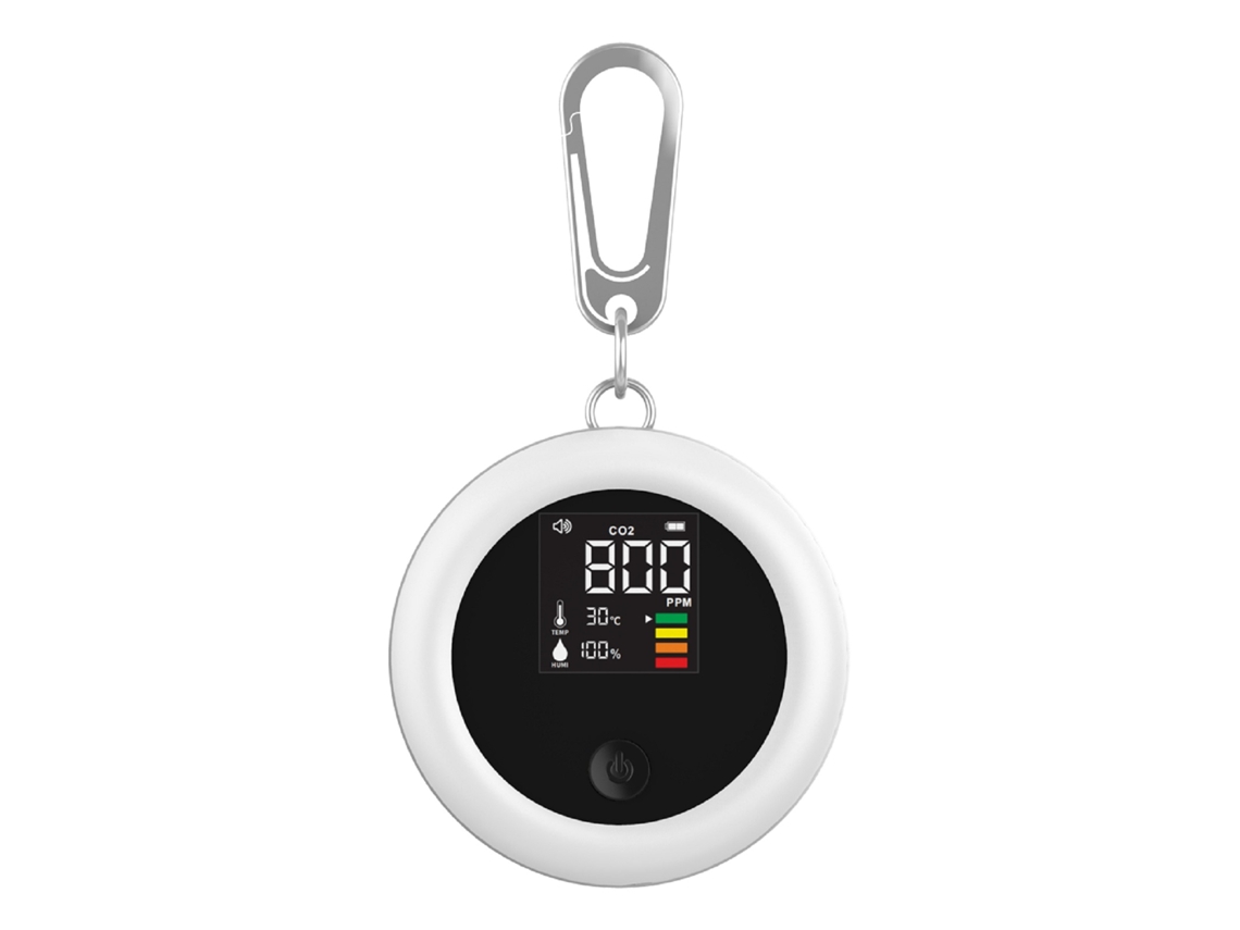 Medidor Portátil De Dióxido De Carbono 3 En 1, Detector De Temperatura Y Humedad Co2, Pantalla Lcd, Recargable Con Gancho Extraíble.