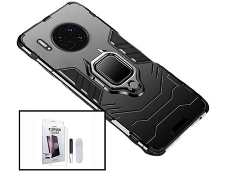 Kit Funda y Protector de Cristal Templado Huawei Mate 30 Pro Military Defender Negro
