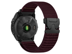 Pulsera Garmin (22 mm) - Nylon trenzado - Diseño de montaña - Hebilla de paracaídas - Puntas metálicas color ciruela
