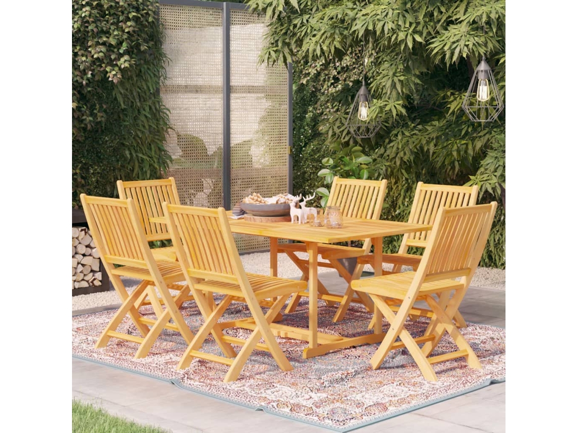 Juego de comedor de jardín de 2 piezas de madera maciza de teca Dkd Home Decor