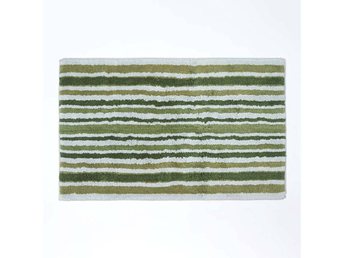 Homescapes Green Stripe Cotton Bath Mat