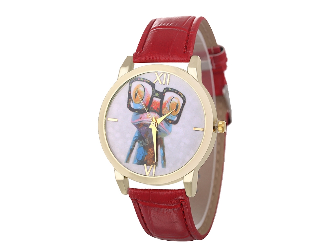 Elegante Reloj De Pulsera De Cuarzo Unisex Para Parejas, Rojo Brillante, Regalo Informal Y A La Moda.