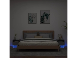 Mesita de Noche Mesitas Noche Luces Madera Negro (40x39x37cm)
