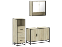 Maison Exclusive - Juego de muebles de baño de 3 piezas, madera de roble, Sonoma