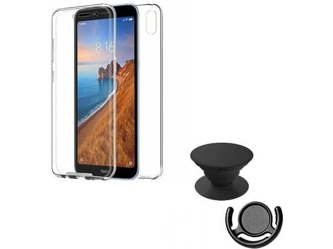 Kit Carcasa, PopSocket y Soporte Xiaomi Redmi 7A 360º Transparente