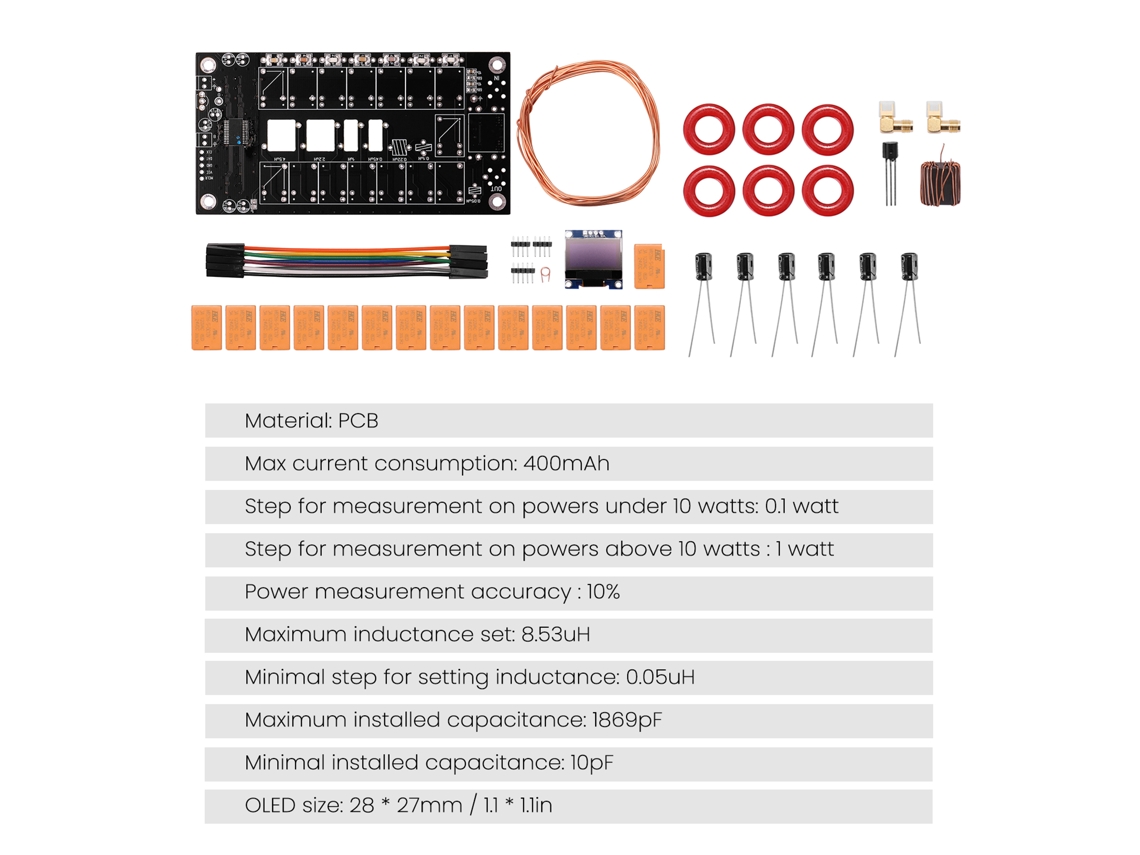 Kit De Montaje Atu-100: Sintonizador Automático De Antena De 1,8 A 50 Mhz Con Pantalla Oled Y Firmware Programado.