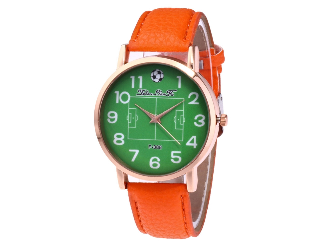 Reloj De Cuero Lichee Unisex Impermeable De Cuarzo Con Correa Naranja