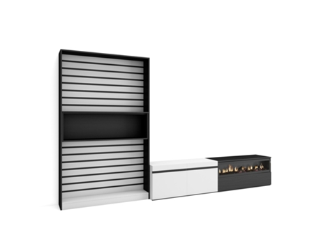 Muebles de Salón para TV SKRAUT HOME Para TV hasta 80", Chimenea eléctrica, Blanco y Negro (310x186x35 cm)