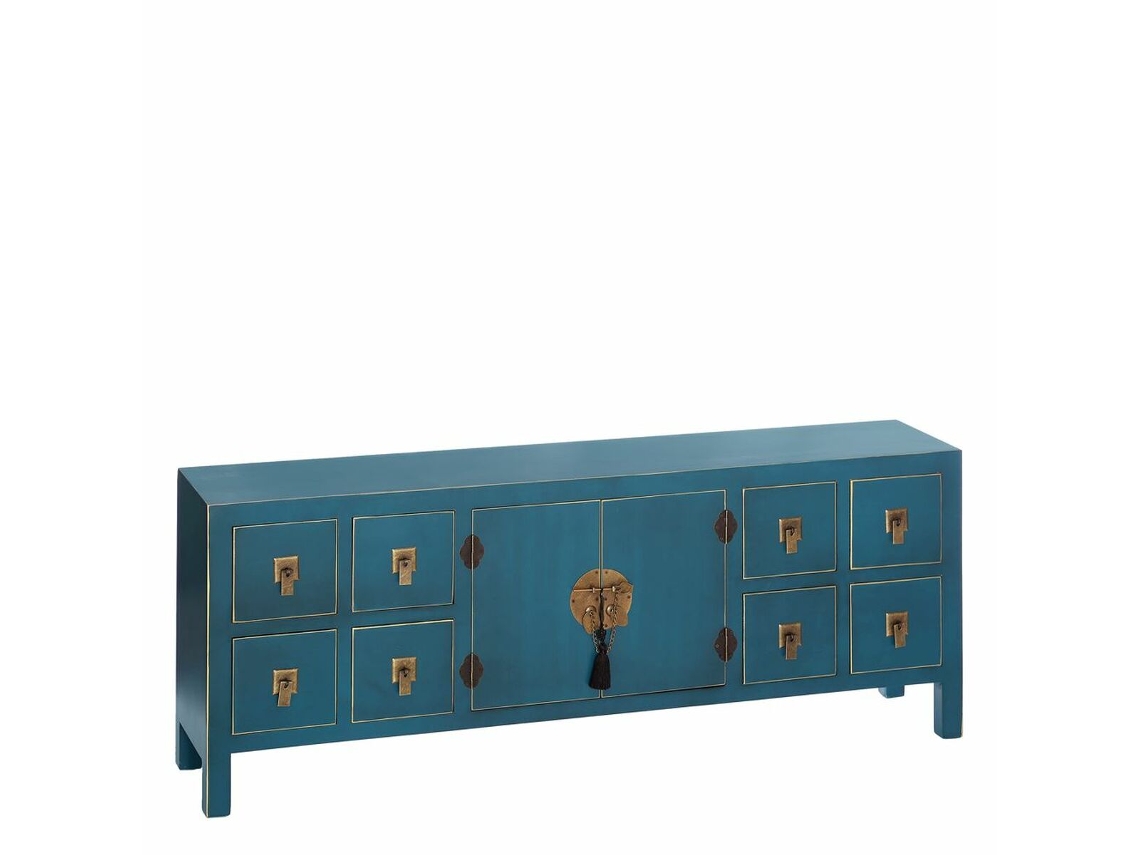 Mueble de TV BIGBUY (Azul - Madera - 130 x 24 x 50.50 cm)