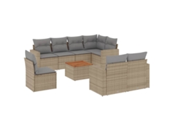 Conjunto de 9 sofás de jardín con cojines de mimbre beige MAISON EXCLUSIVE (90x200 cm)