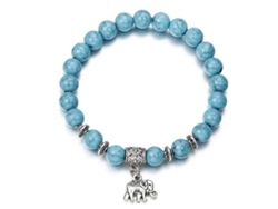 Pulsera étnica para mujer con colgante de elefante, cuentas de turquesa sintética, pulsera elástica: el regalo perfecto. Nostalgia88