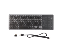 Teclado Inalámbrico Con Panel Táctil Numérico, 2,4 Ghz, Portátil, Rgb, Plug And Play, Gris.