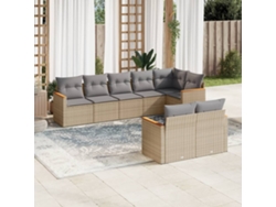 Conjunto de sofá de jardín de 8 piezas con cojines, mimbre beige mixto, DKD Home Decor