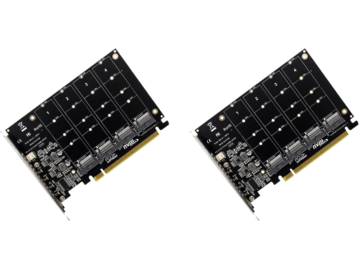 2 X Tarjeta Convertidora De Expansión De Ssd M.2 Nvme De 4 Puertos A Disco Duro Pcie X16m Key