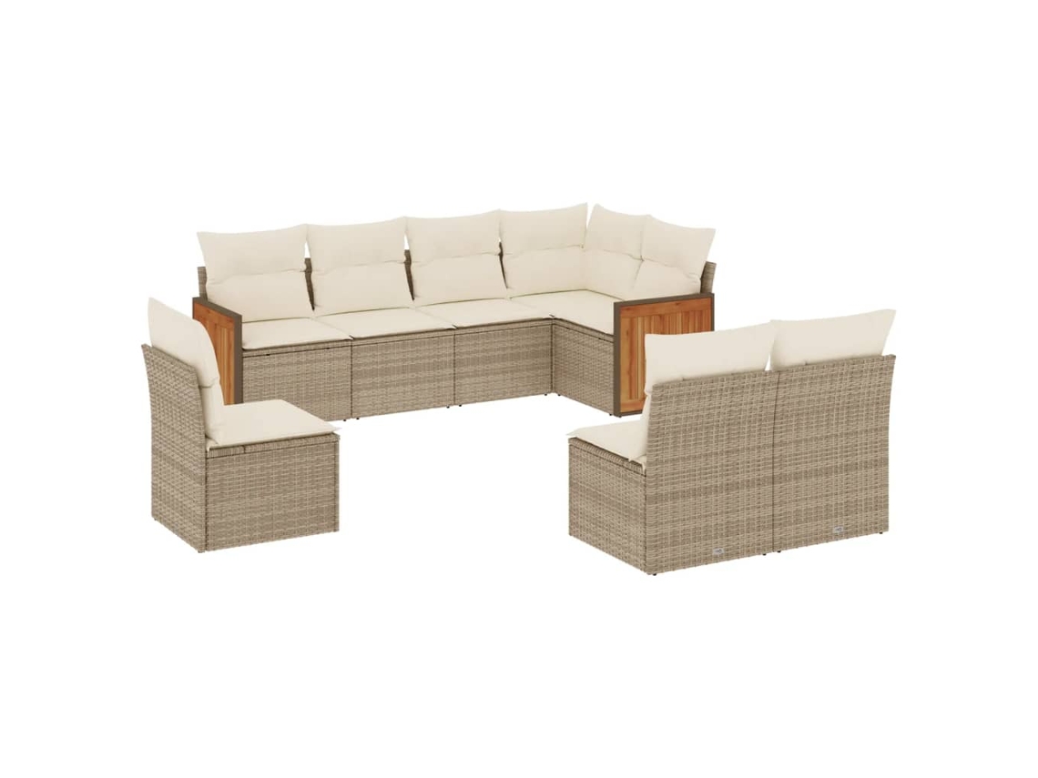 Maison Exclusive - Juego De Sofás De Jardín Con Cojines Beige 8 Pzas Ratán Pe