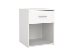 Mesita de noche Wellhome Duero con 1 cajón en blanco, 37,6 x 35,95 x 47,5 cm