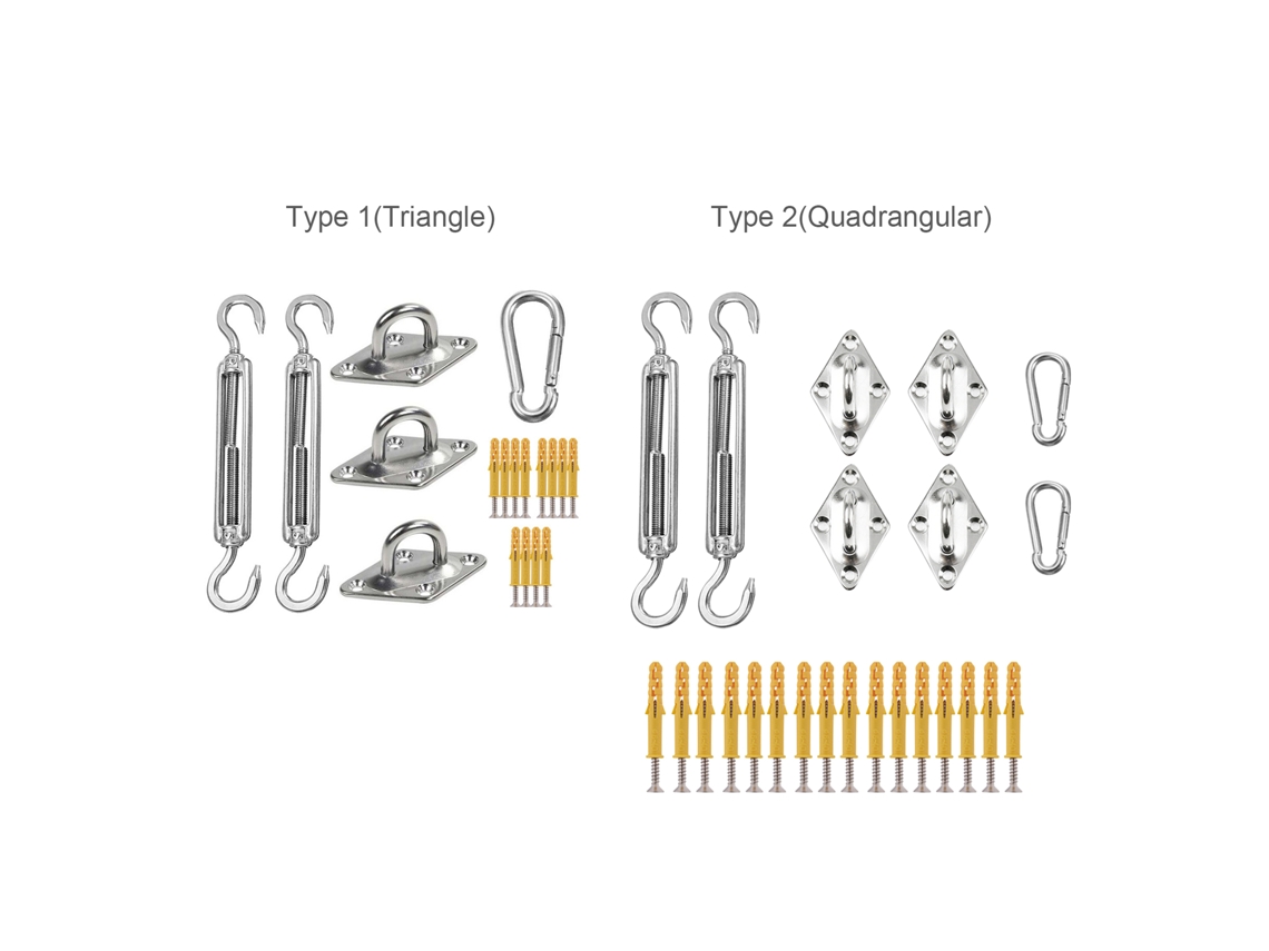 Kit de herrajes para toldo rectangular de acero inoxidable