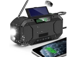 Radio de emergencia con Bluetooth a prueba de salpicaduras, altavoz portátil AM/FM, radio solar eólica Panoona