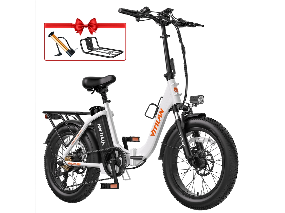 Bicicleta Eléctrica Vitilan U3 para Adultos, Ruedas de 20 pulgadas, 750 W, 48 V, 13 Ah, 7 Velocidades.