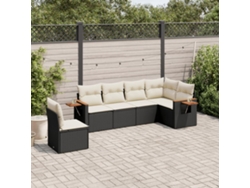 Conjunto de sofás de jardín de 6 piezas DKD Home Decor con cojines de mimbre negros