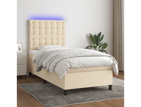 VIDAXL Colchón con somier/LED (Beige - Tela - 90 x 200 cm)