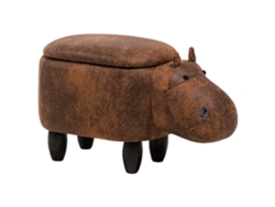 Puf animal con forma de hipopótamo BELIANI Hippo de Piel sintética Marrón 32x60x35