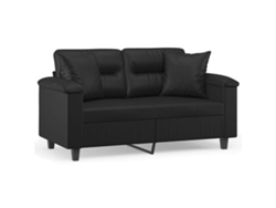 Maison Exclusive - Sofá de 2 plazas + cojines decorativos, 120 cm, piel sintética negra