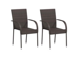 Sillas de exterior apilables de dos piezas DKD Home Decor en mimbre sintético marrón