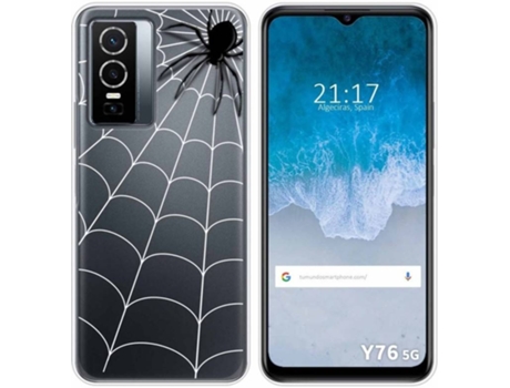 Carcasa para Vivo Y76 5G TUMUNDOSMARTPHONE Dibujos Transparente Araña Multicolor