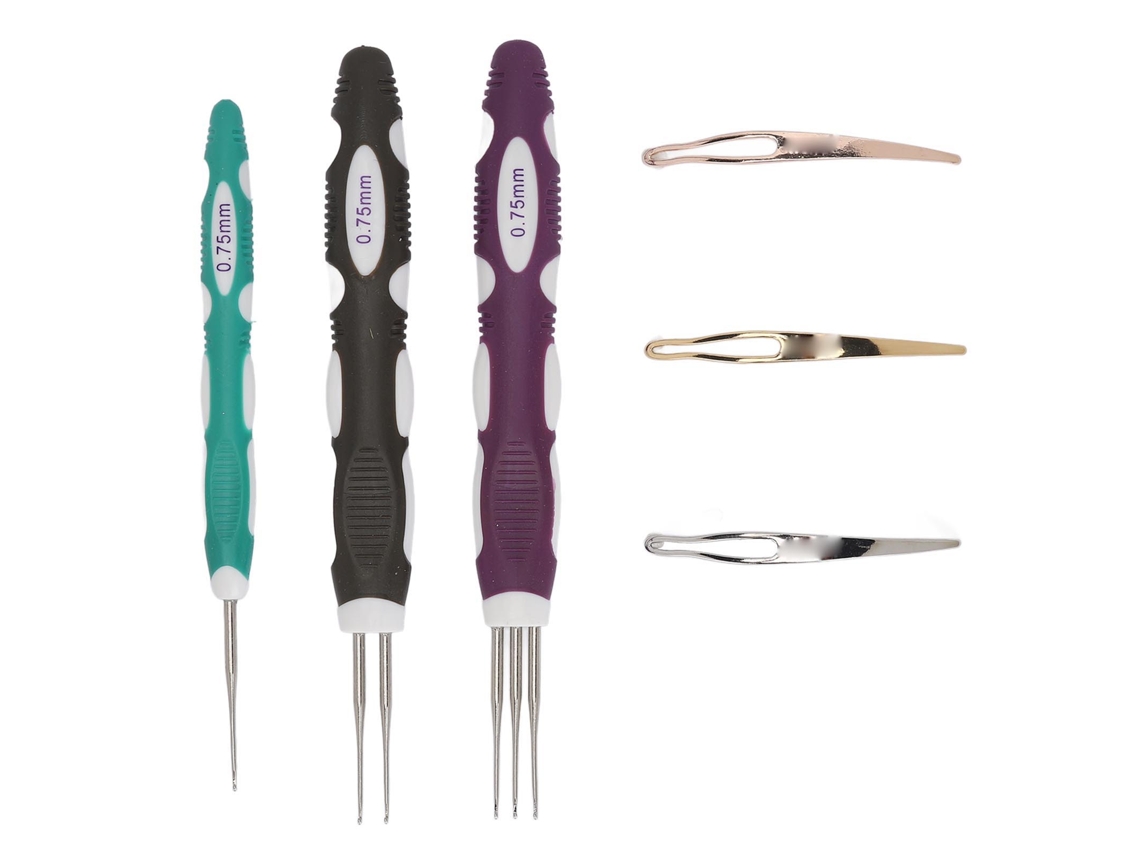 6pcs Ganchos De Crochet Para Dreadlocks 0.75mm Para Tejer Pelo Con Mango Ergonómico