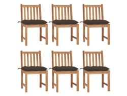 Sillas de jardín DKD Home Decor de 6 piezas con cojines, madera maciza de teca