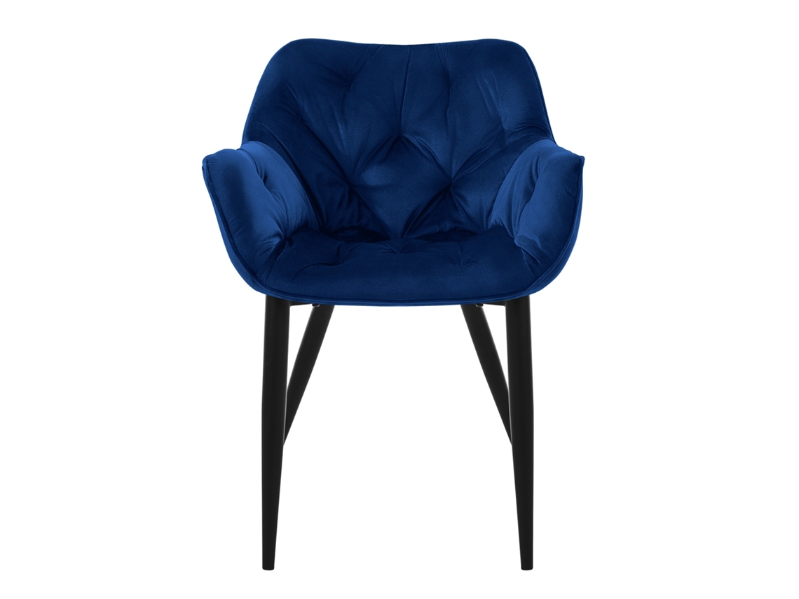 Conjunto de 2 Cadeiras de Jantar com Capa de Veludo Azul Escuro e Pernas de Metal Incluindo Material de Montagem ML-DESIGN