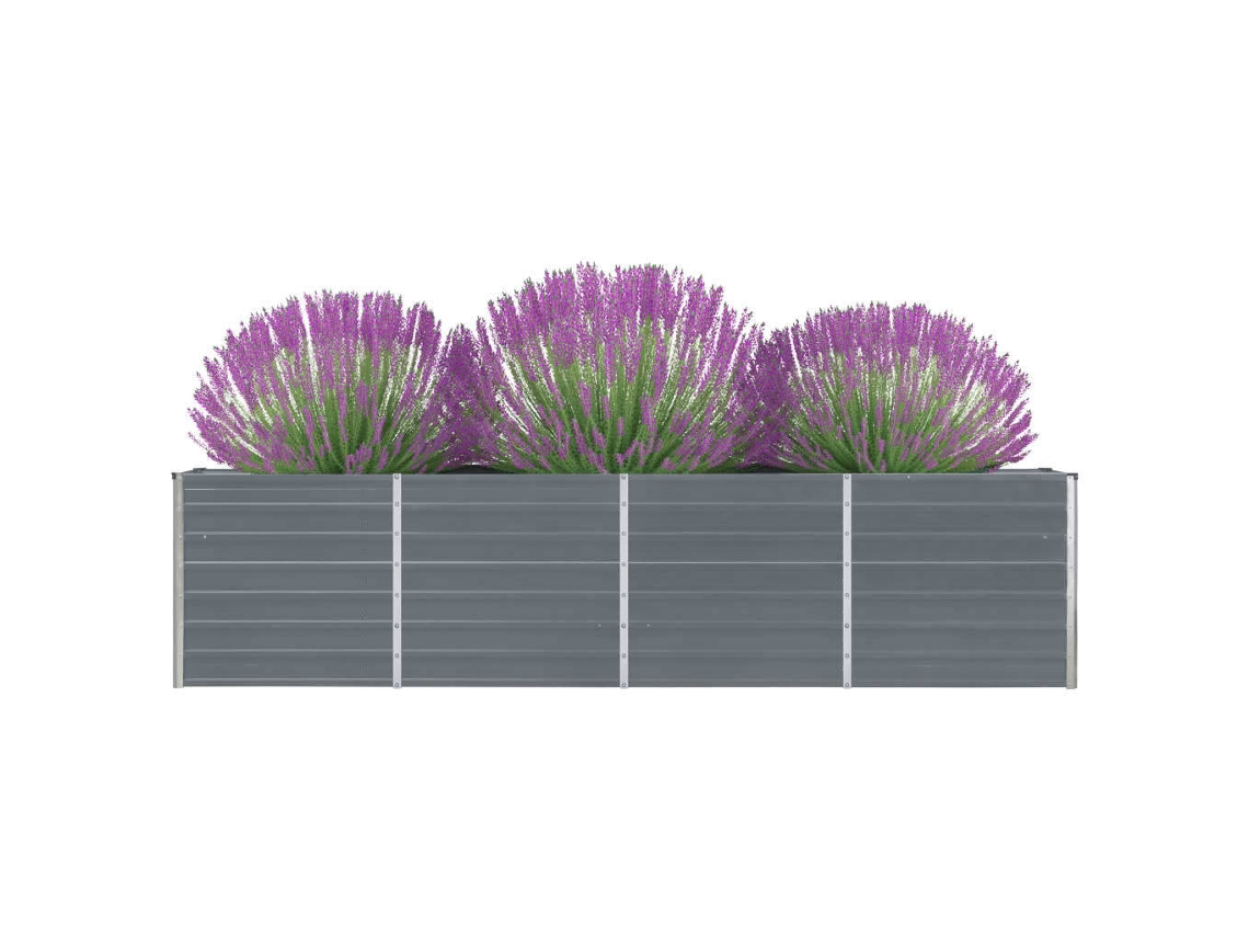 Macetero/Parterre Elevado para Jardín 320X40X77 cm Acero Galvanizado Gris