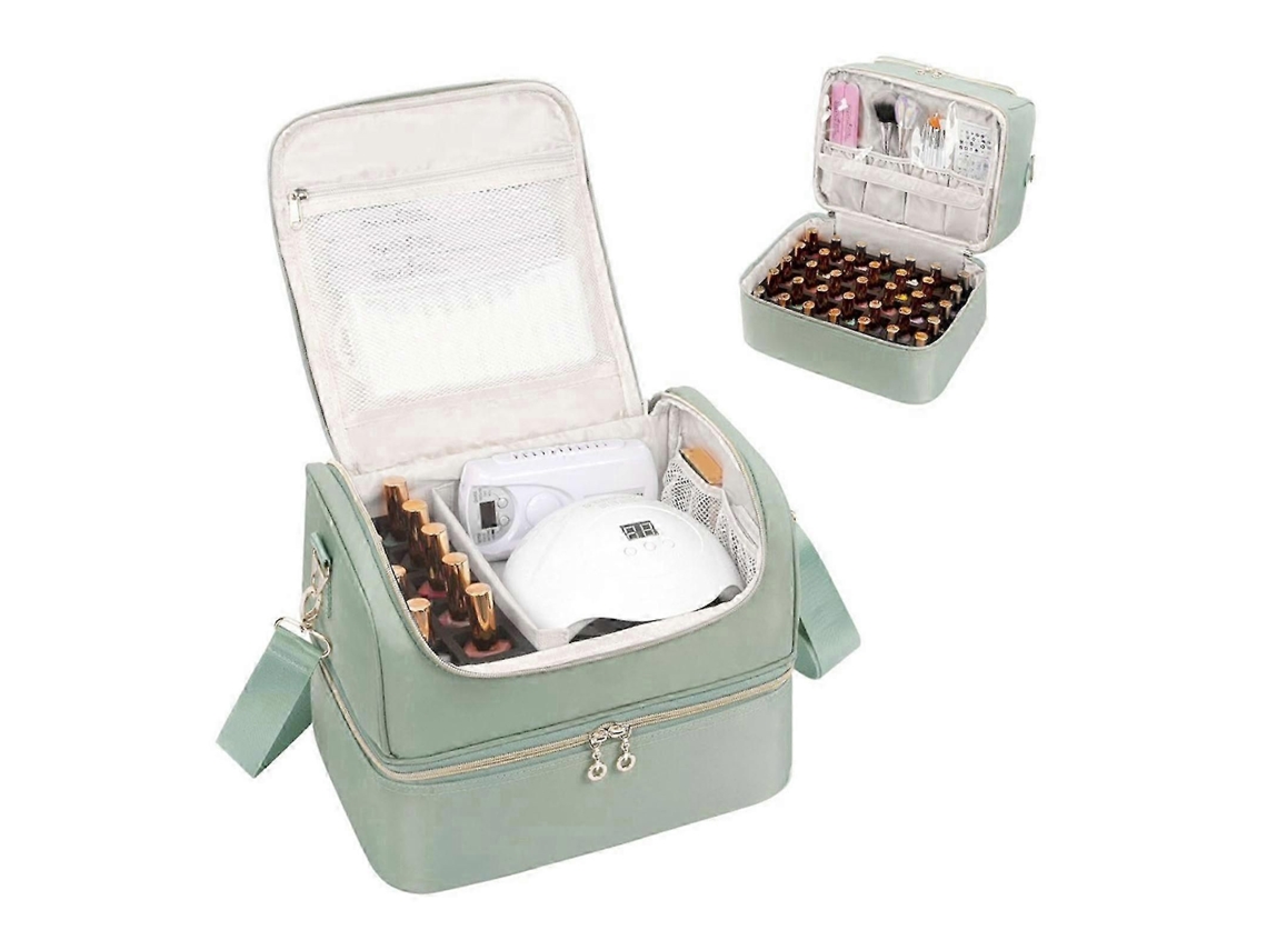 Estuche organizador de esmaltes de uñas 25 26, caja de almacenamiento de suministros con capacidad para 45 botellas, lámpara, estuche de transporte para dispositivos electrónicos GOKOCO