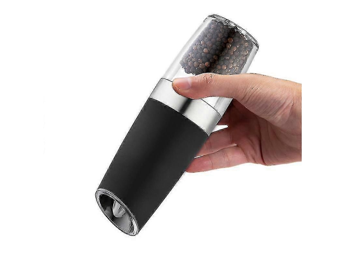 Molinillo de pimienta eléctrico por gravedad, automático, a pilas, con molinillo de sal y ajuste de molienda con LED. Rosewell