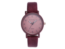 Reloj De Pulsera De Moda Para Mujer Con Correa De Piel Sintética Y Esfera Numérica Sencilla (rojo)
