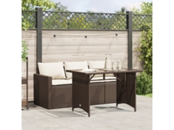 Conjunto 2 Piezas Jantar P/ Jardim C/ Almofadões Vime Pe Castanho Dkd Home Decor