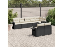 Conjunto de sofá de jardín de 8 piezas con cojines en mimbre sintético negro de DKD Home Decor