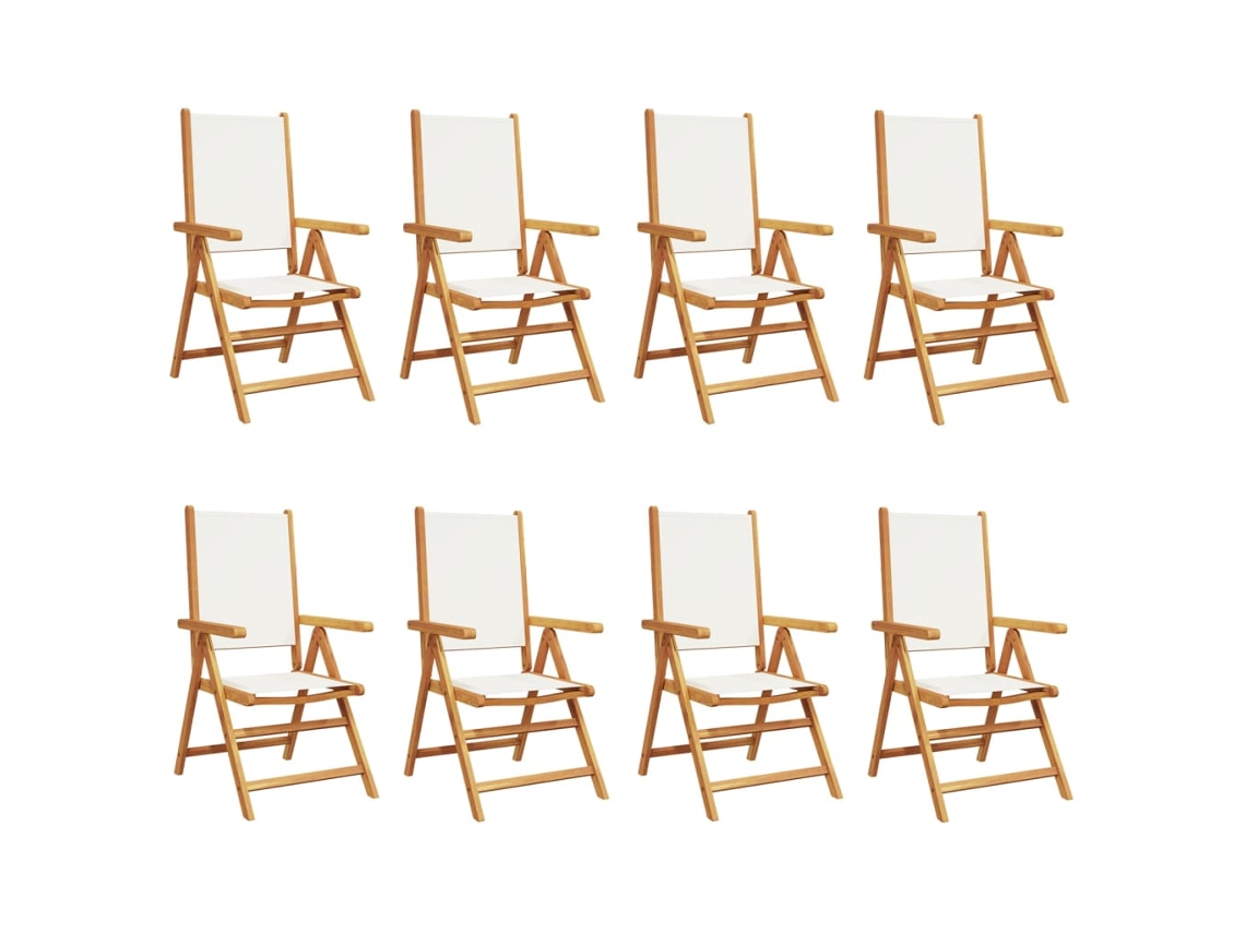 Maison Exclusive - Sillas Jardín Reclinables 8 Uds Tela Madera Maciza Blanco Crema
