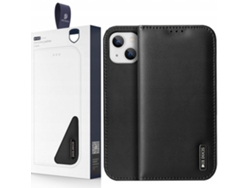 Funda De Cuero Genuino Dux Ducis Hivo Tipo Billetera Con Tapa Para Iphone 14 Plus, Color Negro, Con Ranuras Para Tarjetas Y Documentos