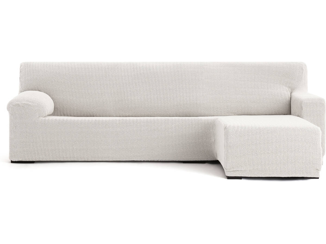 Funda de Chaise Longue Derecha para Brazo Corto EYSA Premium Jaz Tejido Multielástico (250-360 cm - Poliéster y Algodón - Crudo)