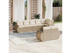 Conjunto de 8 sofás de jardín con cojines de mimbre beige Dkd Home Decor